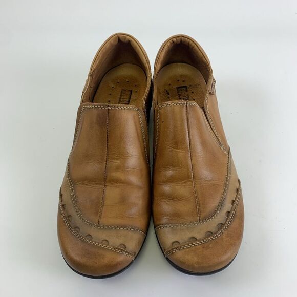 Pikolinos Leather Slip On Shoe Brown Tan Flat Round Toe Gore Womens 37 US 6.5 - Picture 4 of 13